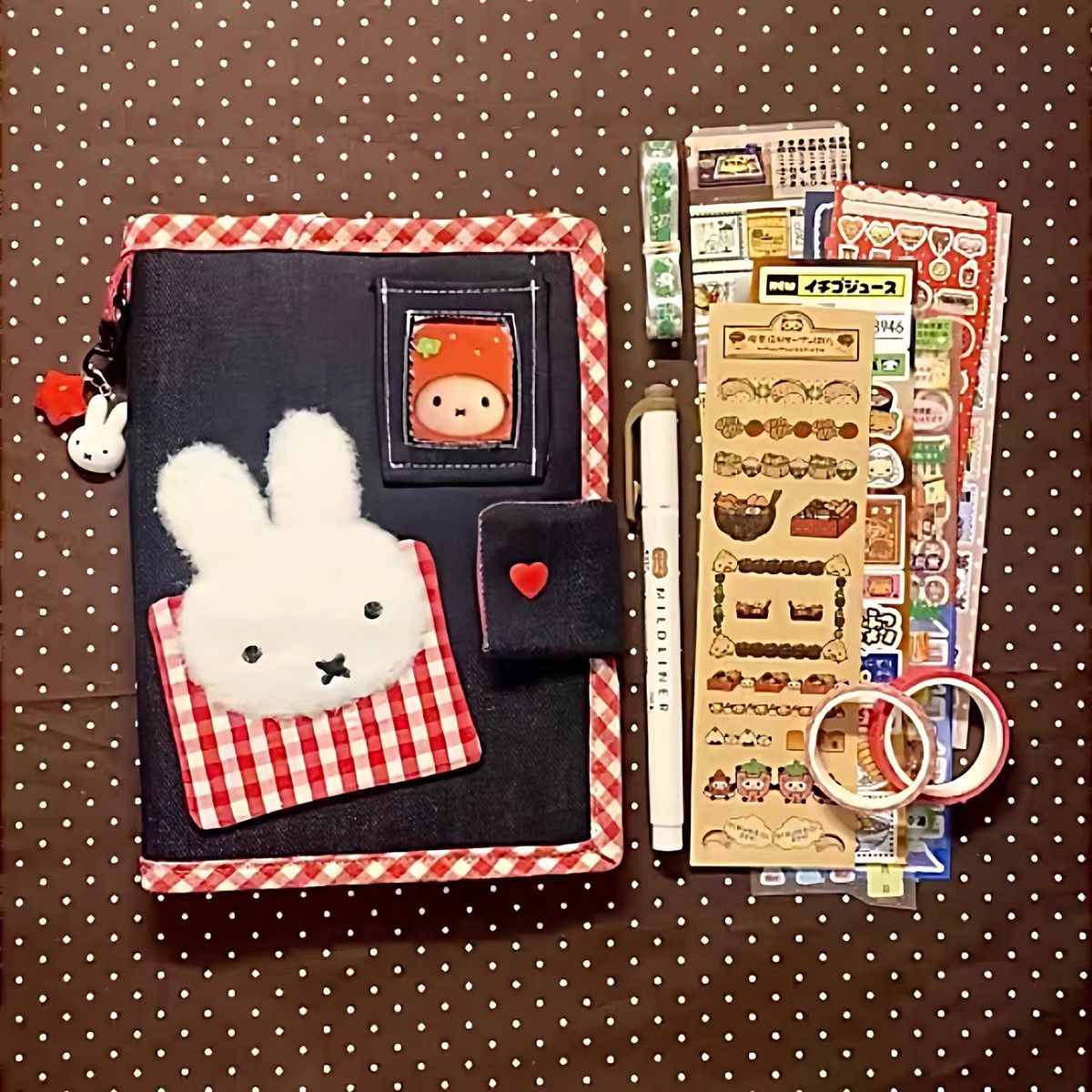 Travel Journal Accessories - A6 Sevimli Miffy Tavşan Denim Gevşek
