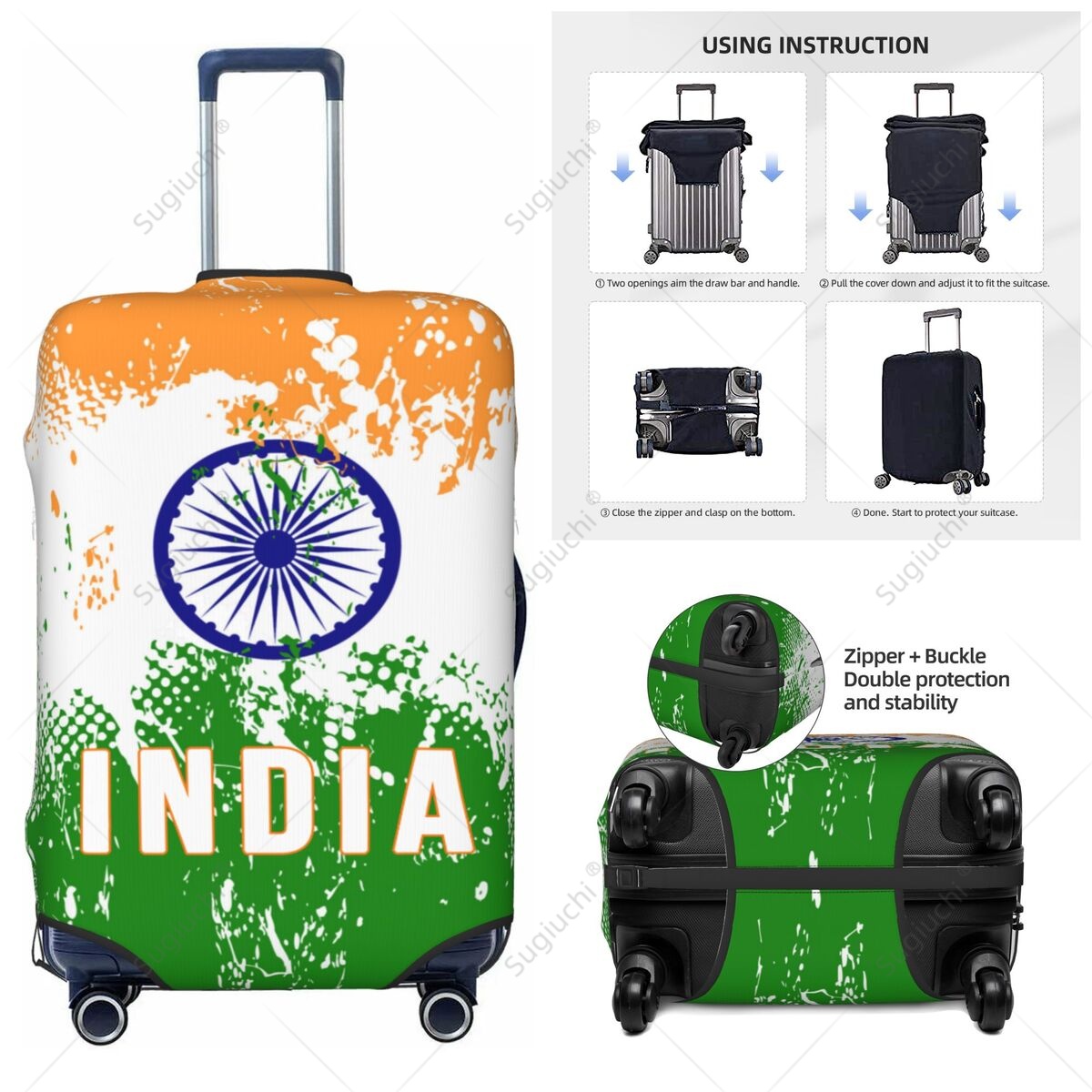 Travel Accessories India - Hindistan Bayrağı Bagaj Kapağı Bavul Elastik