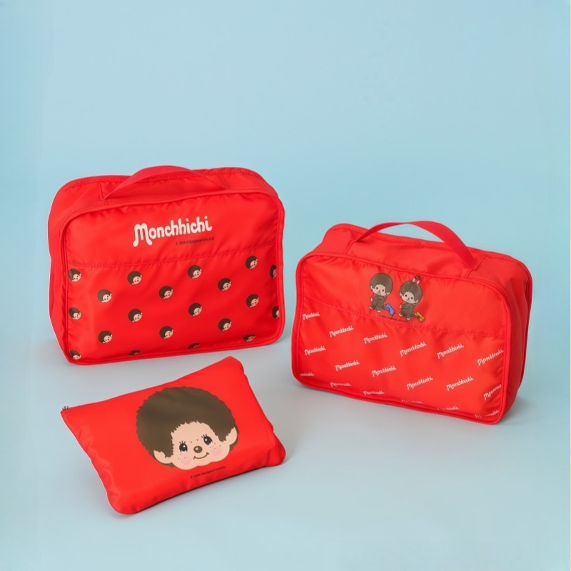 Travel Accessories Set - 3 adet/takım Monchhichi Karikatür Saklama Çantası