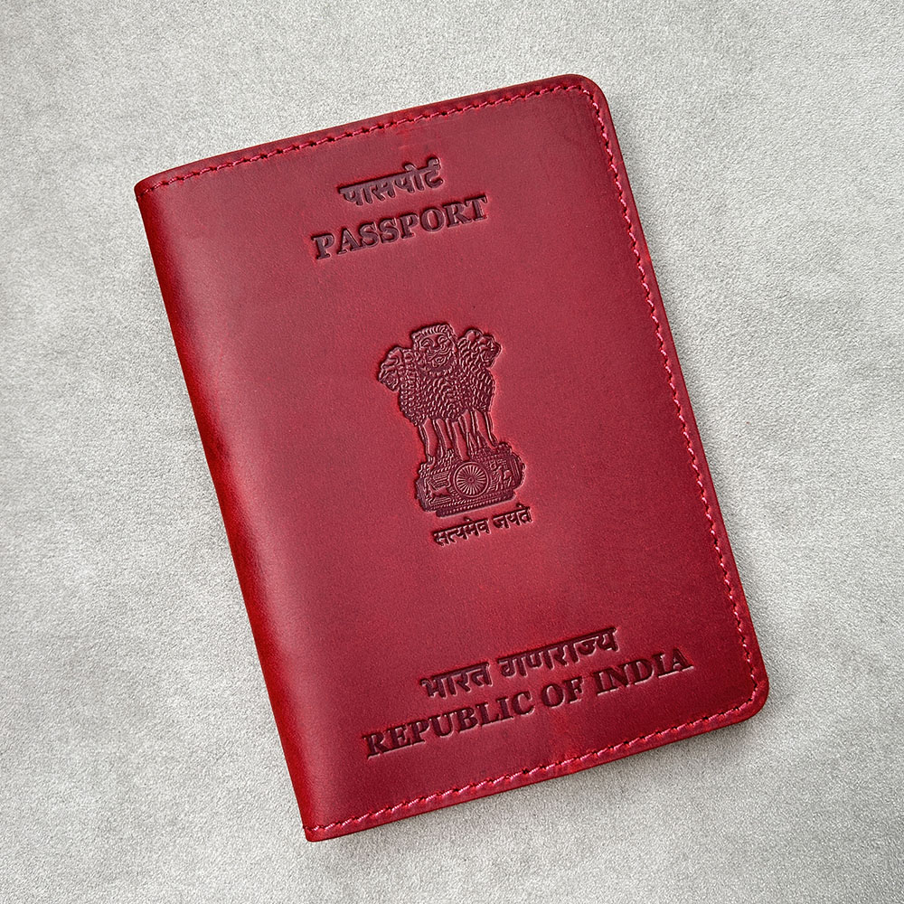 Travel Accessories India - Hakiki deri kişiselleştirilmiş pasaport kapağı hindistan