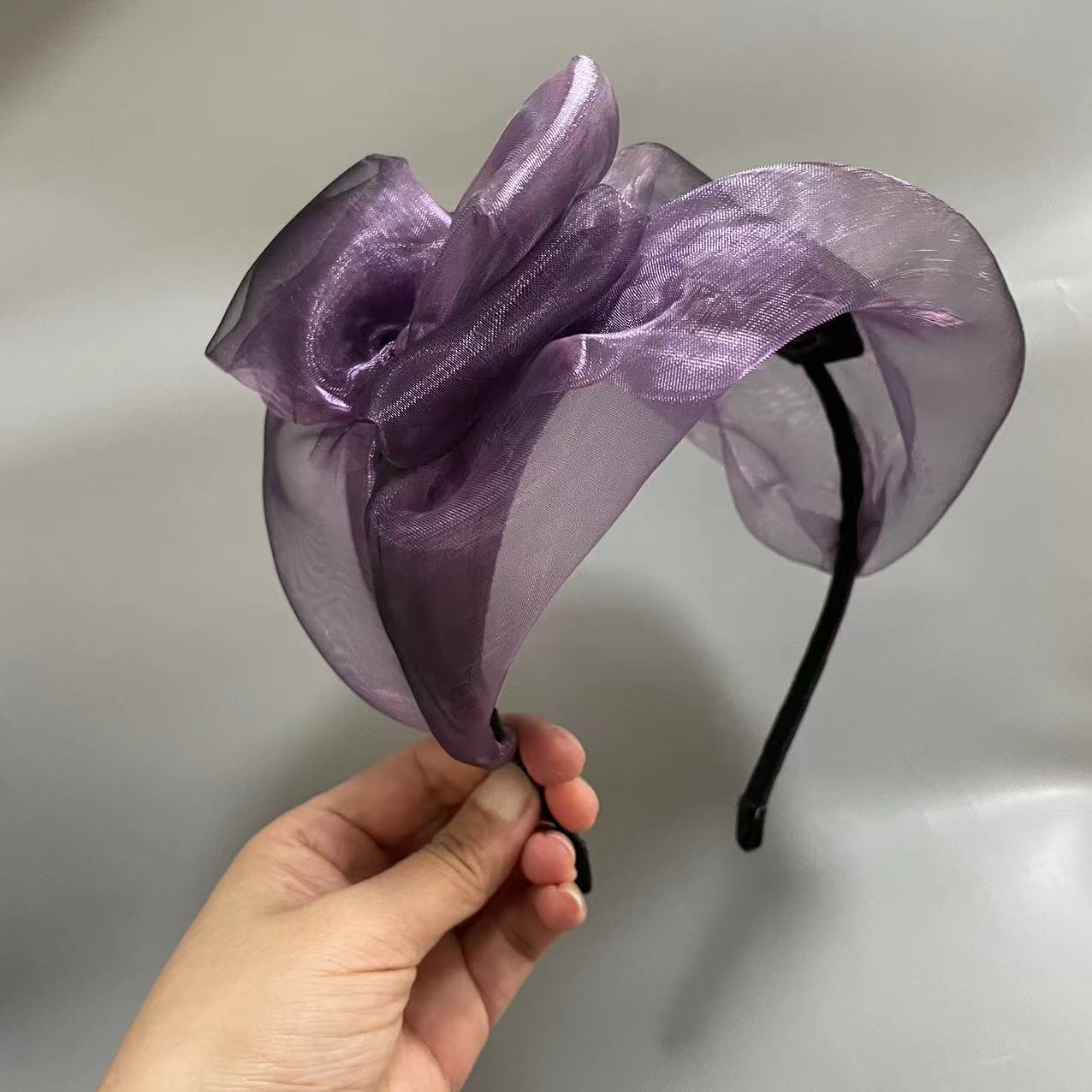 Travel Hair Accessories - Fransız Gradyan Tül Saç Bandı Gri