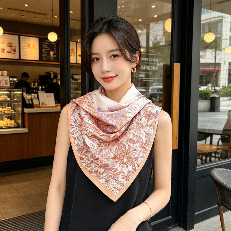 Travel Hair Accessories - Yumuşak ipek eşarp kadın kare bandanalar
