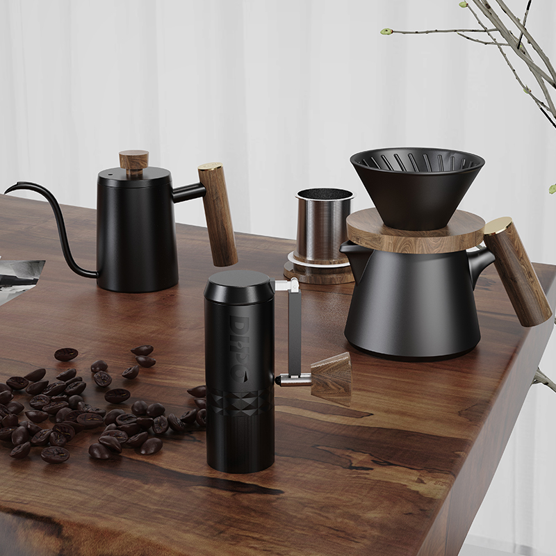 Portable Travel Kettle - DHPO Lüks Kahve Seti, Çift Katmanlı