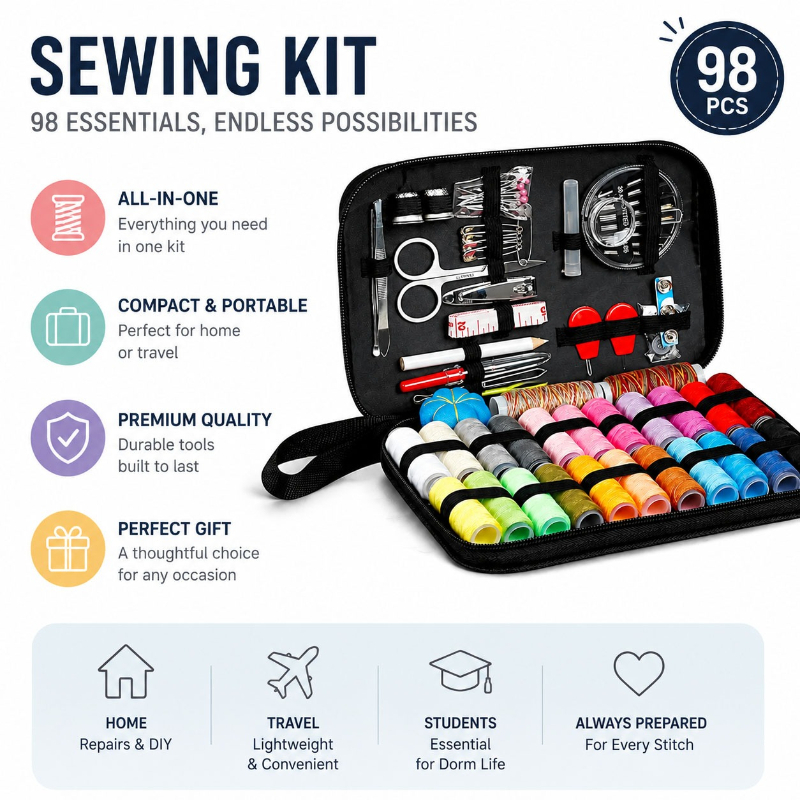 68/98PCS Dikiş Aksesuarları Al - Travel Accessories Set incelemesi ve fiyatı